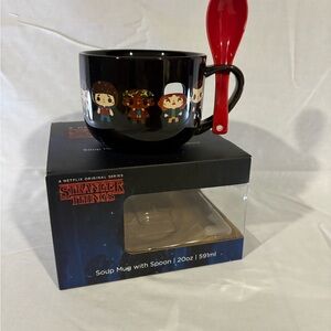 Stranger Things Black Mug with Red Spoon